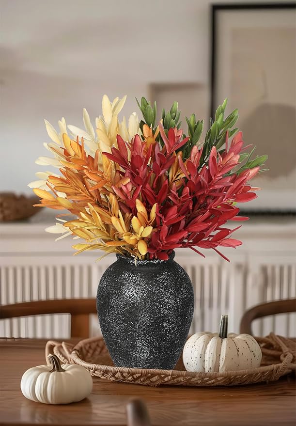 5 Stems Artificial Fall Greenery – 14.6" Olive Leaf Stems for Autumn Floral Arrangements, Thanksgiving Centerpieces, Fall Decor Bouquets, Soft Cream