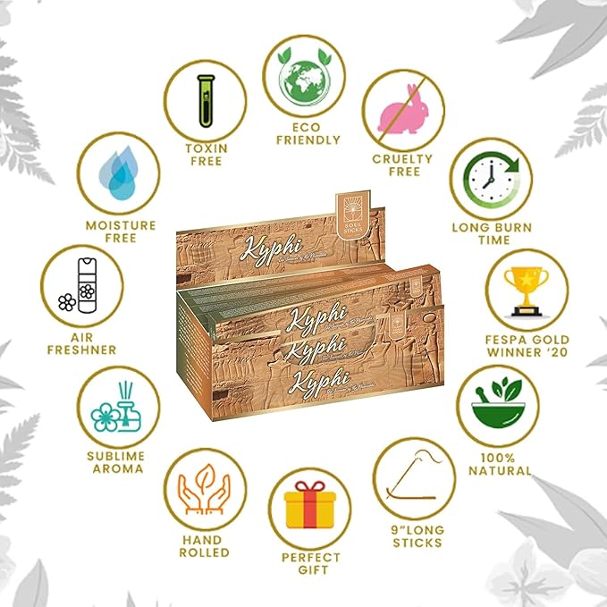 SOUL STICKS Handmade Incense Sticks Mystic Spirit Blends 180 Gram 12 Pack Box | 100% Natural Masala Incense Organic Home Fragrance Agarbatti (Kyphi)