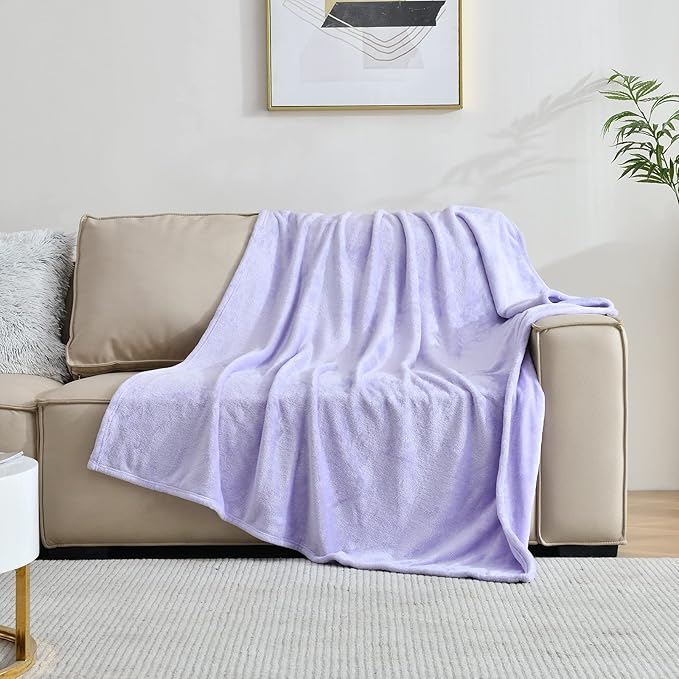 SOCHOW Flannel Fleece Blanket Throw Size, All Season Super Soft Cozy Blanket for Bed or Couch, Lilac, 50x60 inches