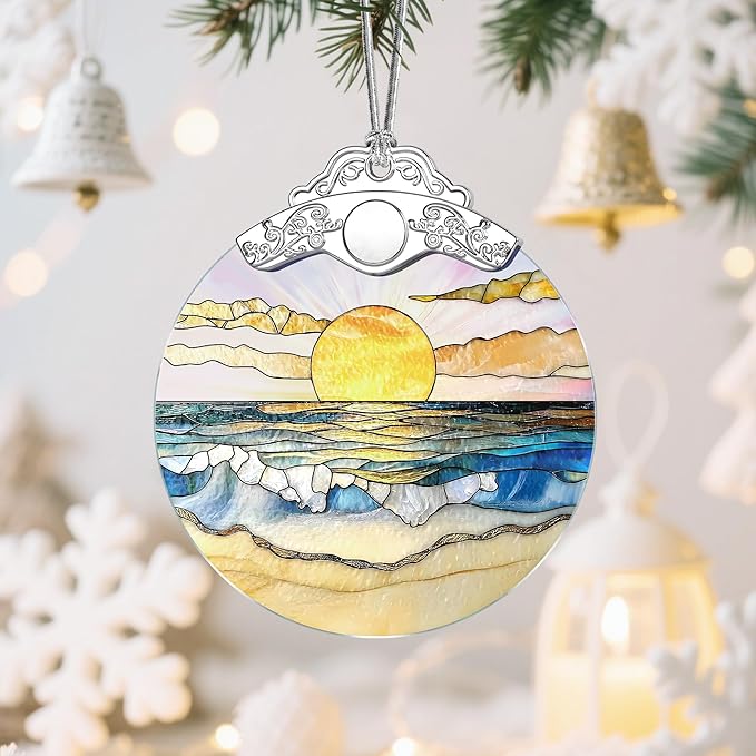 Christmas Ornaments: Christmas Tree Decorations, Beach Sunset Holiday Decor, Stocking Stuffers, Gift Ideas, Xmas Gifts, Summer Vibes Gifts & Gift for Beach Lover
