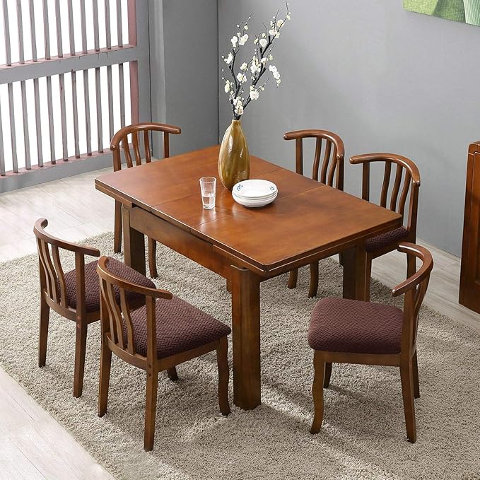 Genina Seat Covers for Dining Room Chair Seat Slipcovers Kitchen Chair Covers (Chocolate, 4 Pcs)