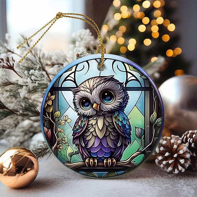 Touber Owl Christmas Ornament, Christmas Ornaments for Tree, Christmas Tree Decor, Holiday Ornament