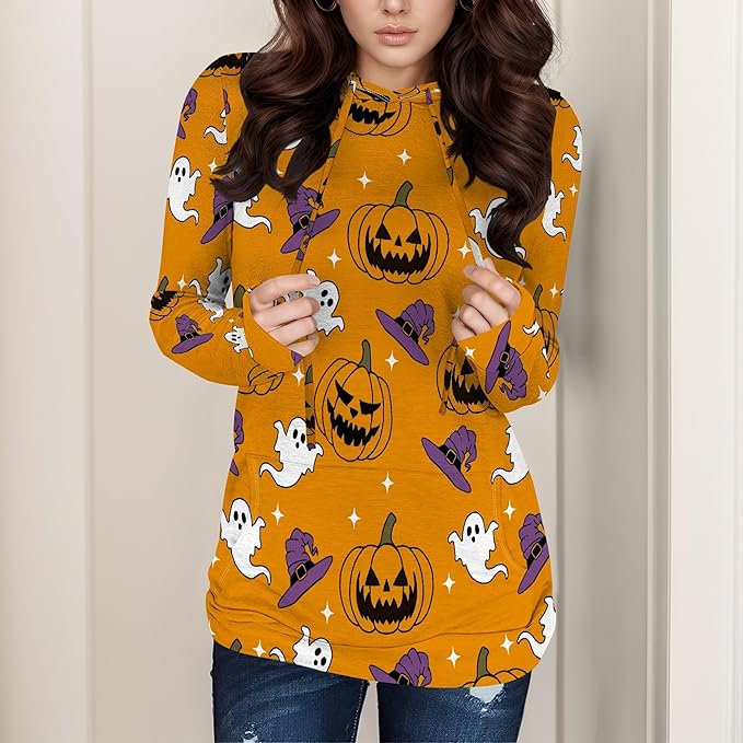 Halloween Womens Pullover Sweatshirts Trendy Drawstring Fall Sweatshirt Halloween Best Gift For Wife And Daughter