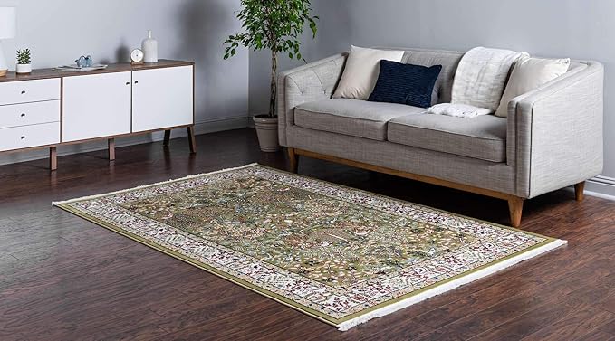 Unique Loom Narenj Collection Area Rug - Bristol (7' 10" x 10' Rectangle, Green/ Ivory)