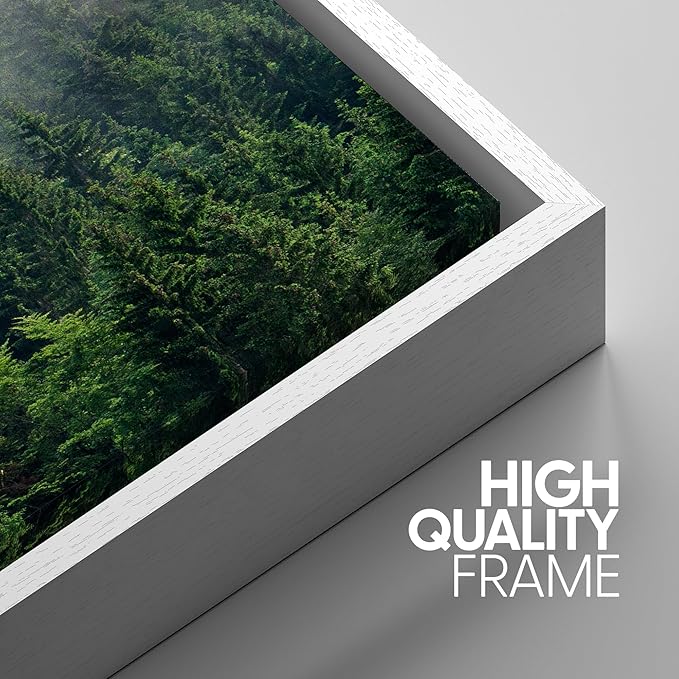 SIGNWIN Framed Canvas Print Wall Art Set Winter Mountain Misty Forest View Nature Wilderness Photography Modern Art Rustic Landscape Relax/Calm for Living Room, Bedroom, Office - 24"x36"x3 White