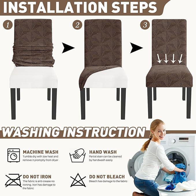 YEMYHOM Dining Chair Covers Set of 2, Stretch Dining Room Parsons Chair Slipcover, Removable Washable Furniture Protector for Home, Kitchen, Banquet (Brown)