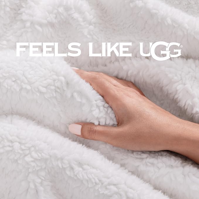 UGG Bliss Throw Blanket Plush Soft Fleece Fluffy Blankets for Bed or Couch Oversized Warm Reversible Machine Washable Medium Weight Home Decor Giftable Throw, 50-inch x 70-inch, Oyster Brown