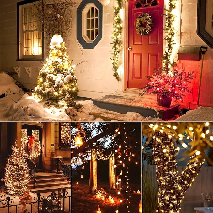 Dailyart 300 LED Fairy Lights with Remote, Warm White, 8 Modes, Plug in, Waterproof, Christmas Decoration, 10ft