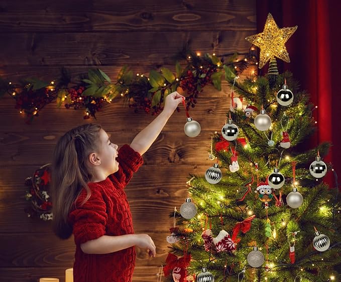 1.57" Champagne Christmas Ornaments for Christmas Tree 36 Pcs Mini Shatterproof Balls Christmas Tree Decorations Small Xmas Ornaments Ball with Hanging Loop for Wedding Holiday Party Wreath Home Decor