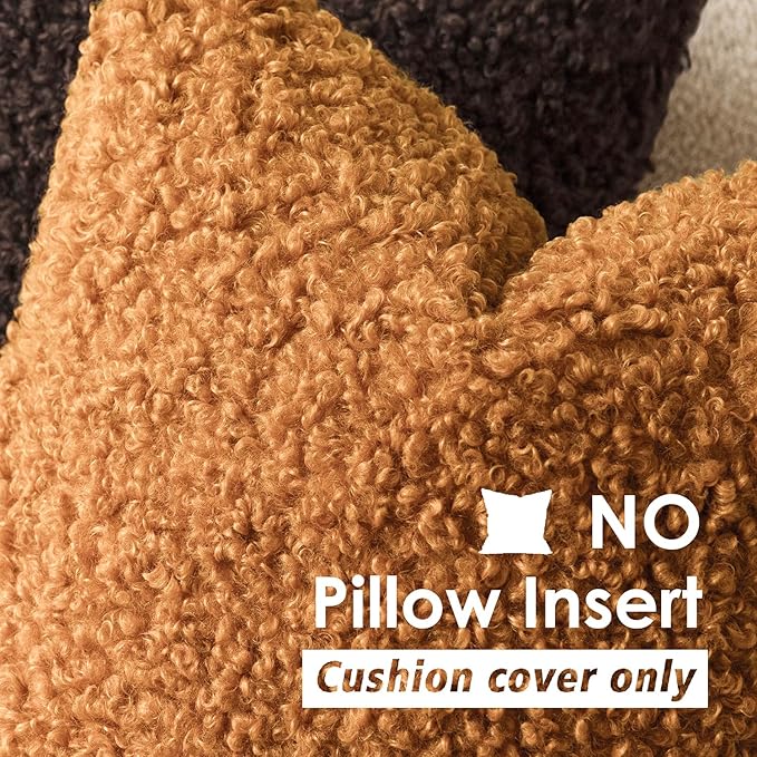 Foindtower 2 Pieces 24x24 Inch Orange, Faux Fur Throw Pillow Cover Accent Sherpa Furry Pillow Covers Fuzzy Soft Pillowcases Cozy Sheepskin Decorative Fleece Cushion Case for Bed Couch Living Room