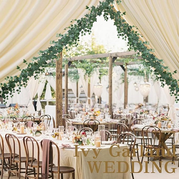 mizii 2 Strands Artificial Vines Ivy Garland 79" Fake Vine with Silk Green Leaves Faux Hanging Plants Greenery Decoration for Outdoors Party Wedding Indoor Mantle Bedroom Home Decor (Ivy)