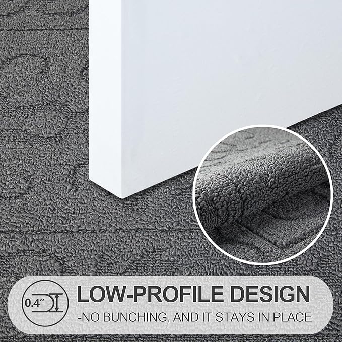 FONEYI Indoor Door Mat 36" x 59", Dirt Trapper Door Mats Non-Slip Entryway Rugs Washable, Absorbent Resist Dirt Welcome Mat, Low Profile Inside Floor Mats for Front Back Door and Entryway, Grey