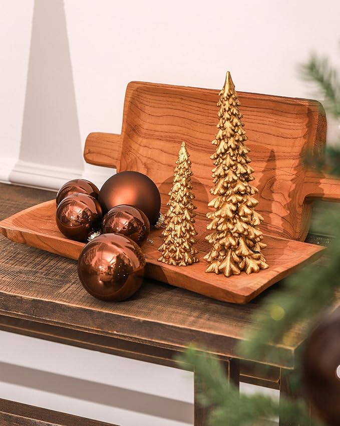 DN DECONATION Brown Glass Christmas Ball Ornaments, Set of 9, 3' Hanging Christmas Baubles for Xmas Tree Decoration, Wedding Party Gift