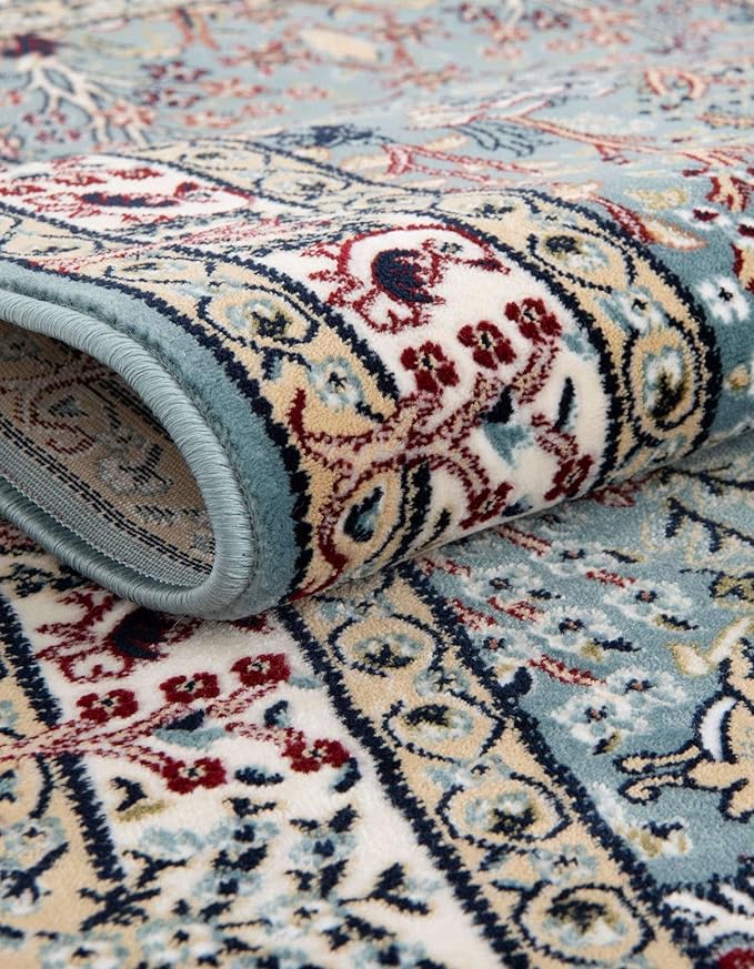 Unique Loom Narenj Collection Area Rug - Bristol (5' 3" x 8' Oval, Blue/ Beige)