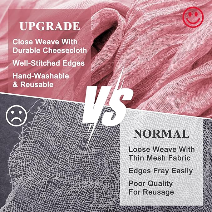 Wokceer Cheesecloth Table Runner 6Pack 10FT Dusty Rose Boho Gauze Cheese Cloth Table Runner for Party Long Rustic Sheer Table Runners for Baby Bridal Shower Wedding Easter Table Decor
