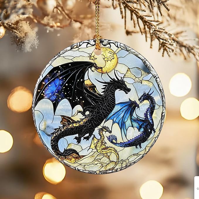 Christmas Ornaments, Dodosky 2.8in Ceramic Dragon Ornament, Xmas Decor, Christmas Tree Ornaments, Xmas Decorations for Tree, Holiday Ornament, Gift Ideas, Dragon Lovers Gifts, Gifts for Friends