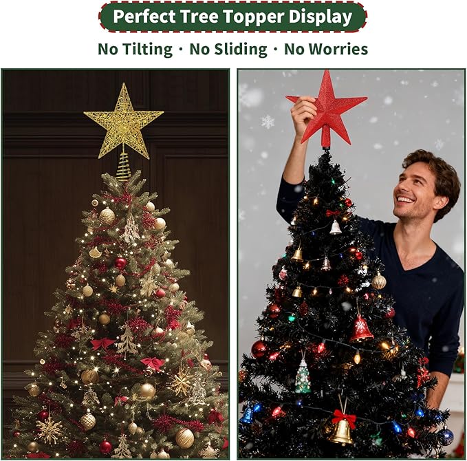 Christmas Tree Topper Holder -Universal Twist On Tree Topper Stabilizer Xmas Tree Topper Support Adjustable Secure Attachment for Star Angel Snowflake Ornaments Fit Most Christmas Trees & Topper Bases