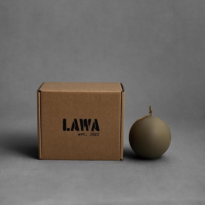 LAWA Sphere Candle - Beautiful Handmade Pillar Scented Soy Wax Elegant Aesthetic Candle Housewarming Gift Home Room Shelf Decor Idea (Earthy Green, Small)