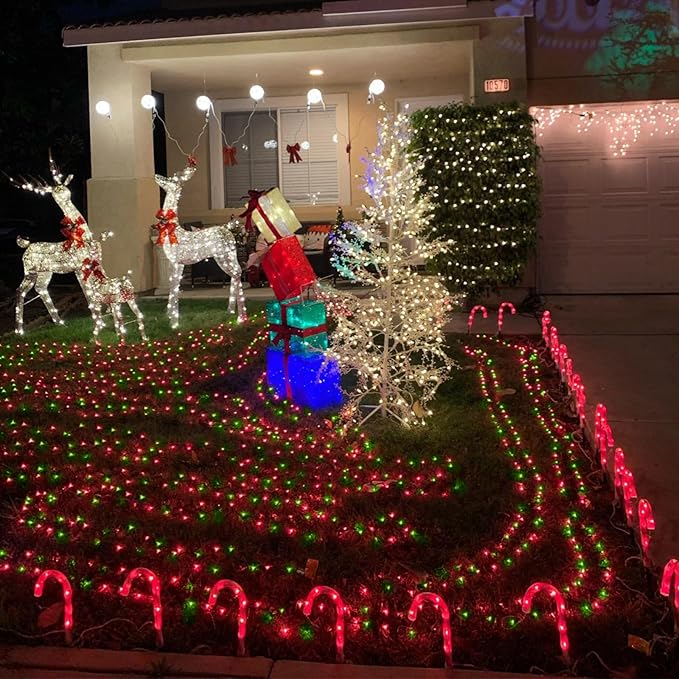 YEGUO 200 LED 66ft Christmas Lights Outdoor Waterproof, Red and Green String Lights Indoor, Green Wire Twinkle Tree Lights Plug in with Timer Memory 8 Modes