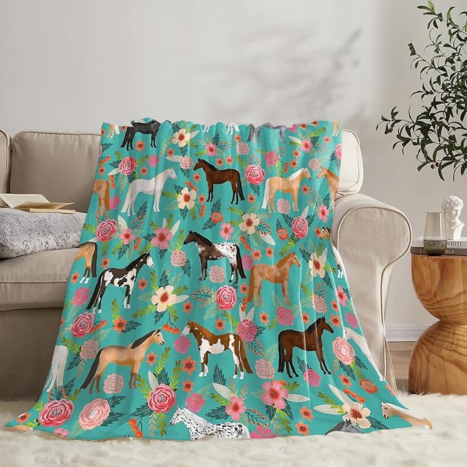 Tijuboni Horse Throw Blanket Horse Gifts for Girls Boys Women Men Kids Adults Soft Flannel Fleece Blanket for Couch Sofa Bed Home Decor 40"x50"