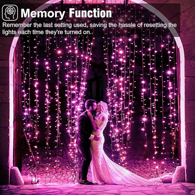 Pink Christmas Lights Outdoor, 100FT 300 LED Christmas Tree Lights with 8 Modes Waterproof, Plug in Connectable Christmas String Lights Green Wire for Indoor Patio Garden Xmas Love Party Decorations