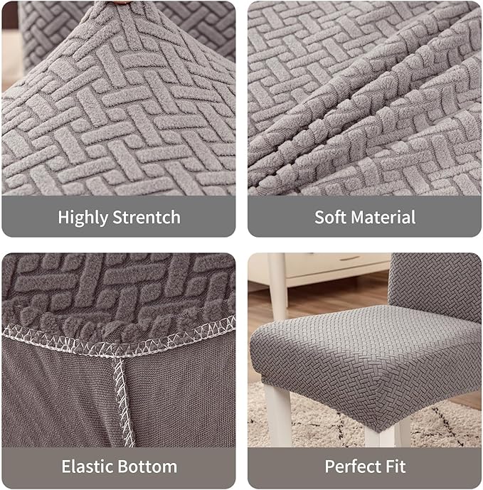 Parsons Dining Chair Cover, Detachable Sofa Chair Cover, Retractable Chair Cover (4, Taupe)
