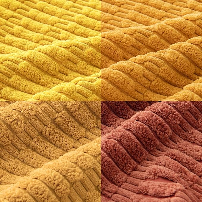 MIULEE Pack of 4 Fall Boho Farmhouse Orange Yellow Corduroy Decorative Throw Pillow Covers 20x20 Inch Soft Striped Pillow Covers Modern Rustic Home Decor for Sofa Living Room Couch Bed