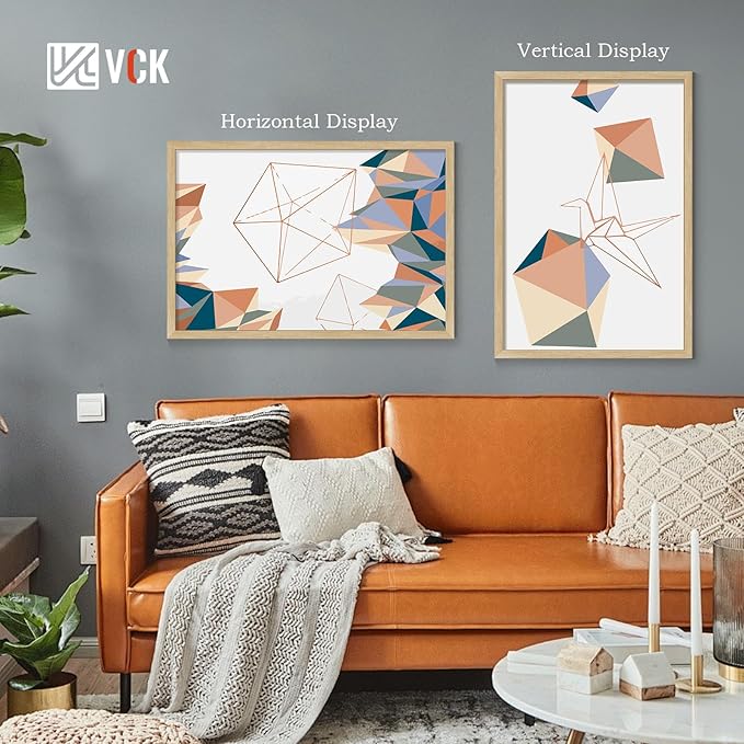 VCK 27x40 Picture Frame Set of 4 - Oak, Gallery-Quality Wood Poster Frames, 1.1-Inch Wide Border, Polished Plexiglass, Vertical or Horizontal Wall Display for Photo/Art/Prints, Natural Oak