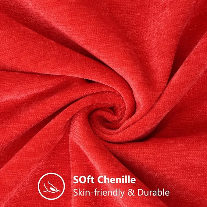 decorUhome Chenille Red Christmas Throw Pillow Covers 12x20 Inch Set of 2, Decorative Soft Couch Pillow Covers Solid Dyed Accent Farmhouse Neutral Rectangle Pillow Cases for Sofa