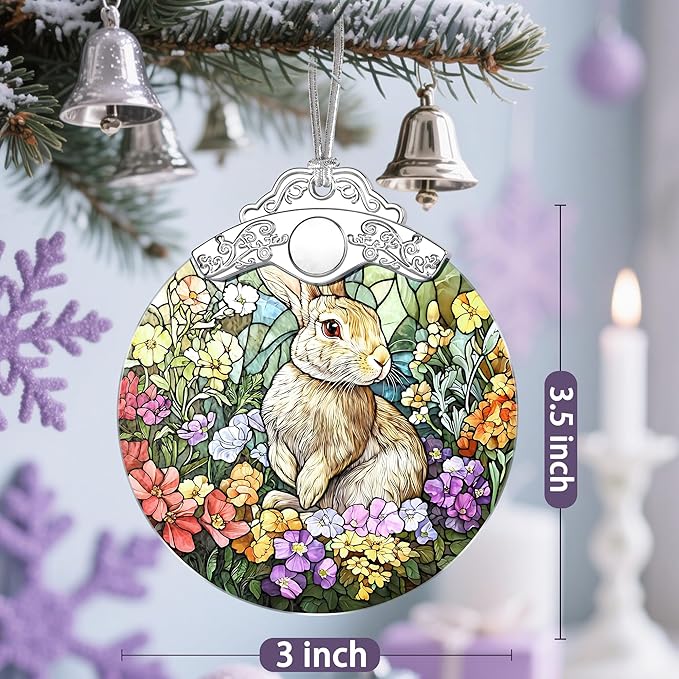 Rabbit Ornament, Stained Glass Christmas Decorations, Christmas Ornaments for Tree, Holiday Ornament, Gifts for Rabbit Lovers, Holiday Party Gifts, Gift Ideas & Xmas Gift