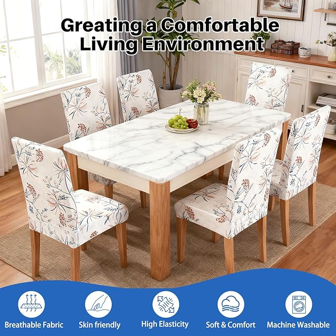 Dioxide High Stretch Chair Covers for Dining Chairs, Washable Dining Chair Covers Set of 4, Soft Kitchen Chairs Seat Covers, Parsons Chair Slipcovers Protectors for Home Hotel Restaurant Banquet