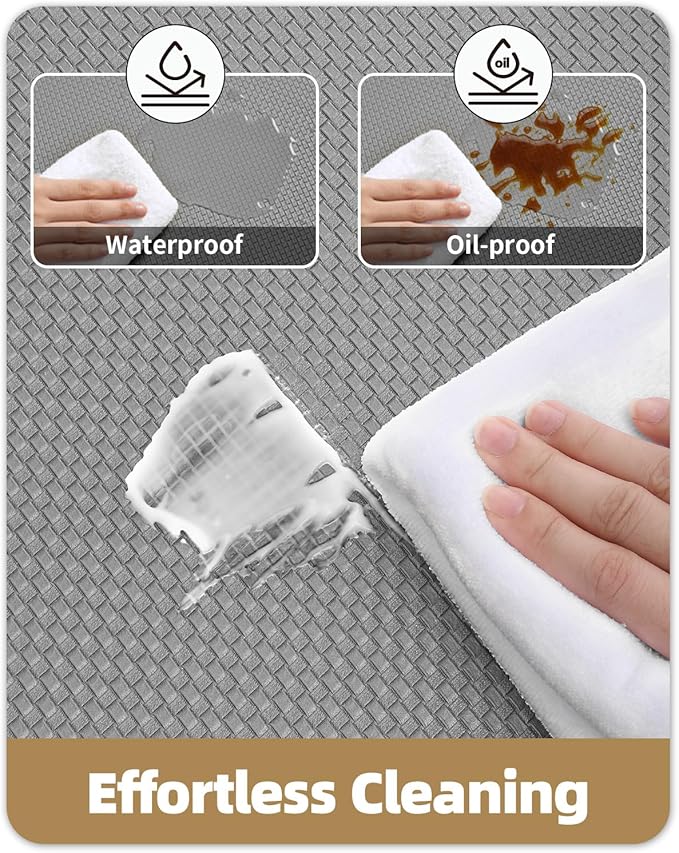 Color&Geometry Anti Fatigue Cushion Kitchen Mat for Floor -24"x59",Wide,Easy Clean, Water & Oil Proof, Anti Slip, Foam Rubber Runner Rug for Front Sink Comfort Standing,Grey