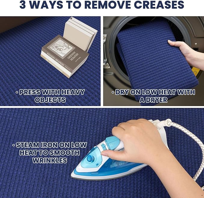 EARTHALL Woven Runner Rug 2.6x12 Ft Washable Runners for Hallways Extra Long Cotton Non Slip Rubber Backed Kitchen Runner Braided Indoor Floor Carpet for Entryway, Hall, Kitchen, Royal Blue/Navy