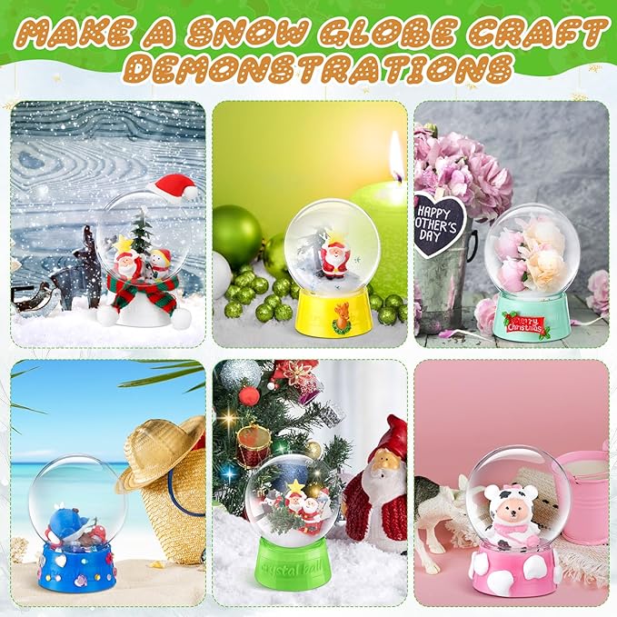 Mifoci 24 Pcs 4 Inch Christmas Empty Snow Globe Clear Fillable Water Globe with Screw Off Cap Empty Christmas Plastic Snow Case for DIY Crafts Home Decoration Display Plant