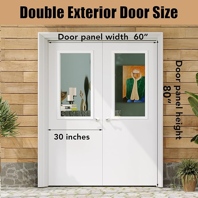 Exterior Doors, 60" x 80", 1-Panel Clear Glass Front Door, Solid Wood & MDF Entry Doors, Waterproof Primed, Easy DIY Install