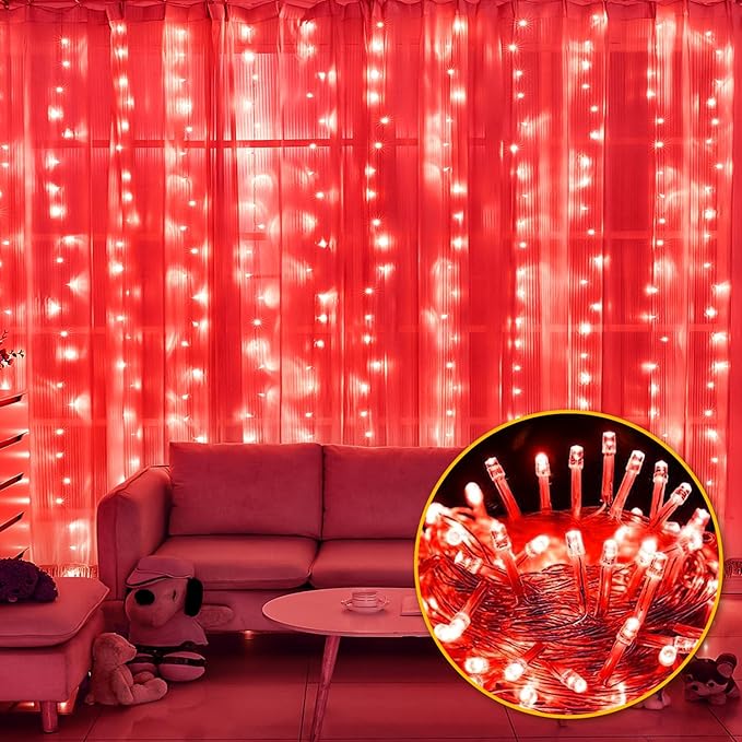 400FT Extra Long Red Christmas String Lights, LED Outdoor Waterproof Fairy Lights with Remote & Timer, 8 Modes Dimmable Seasonal Lights for Roof, Garden, Party, Wedding Decorations