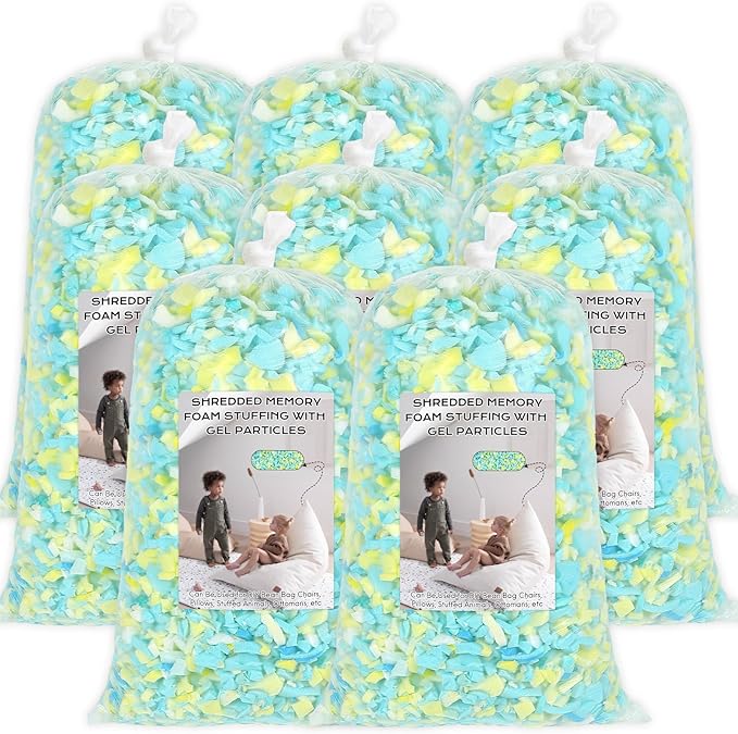 Bean Bag Filler, 40lbs Shredded Memory Foam Filling, Bean Bag Chair Filling Stuffing, Bean Bag Refill Insert, Punching Bag Filler, Pillow Filler Stuffing for Stuffed Animals/Arts Crafts(Multi)