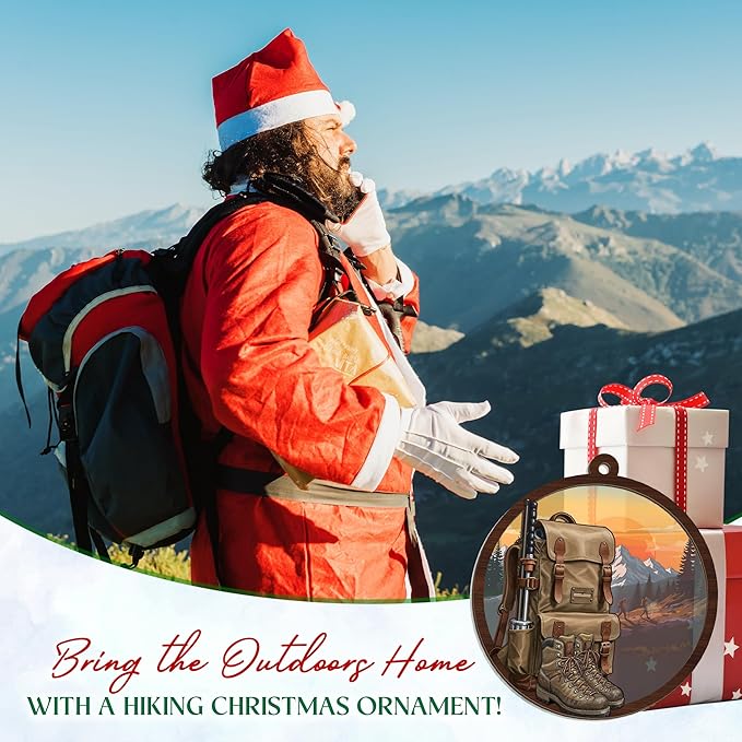 Hiking Ornaments for Christmas Tree - Suncatcher Christmas Ornaments 2025 - Hiking Gifts for Women Men, Camping Gifts for Hikers Women Men Friends, Backpack Camping Ornament, Travel Ornament