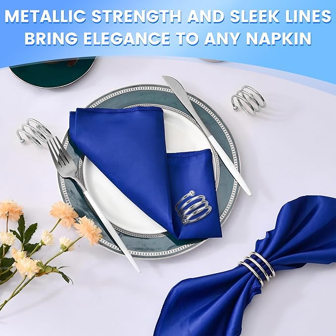 Silver Napkin Rings Set of 8 – Elegant Valentine Napkin Ring Holders, Sturdy Metal Holiday Table Decor for Weddings, Parties & Family Dinners, Great Kitchen Gifts Idea for Hosts & Seasonal Holidays