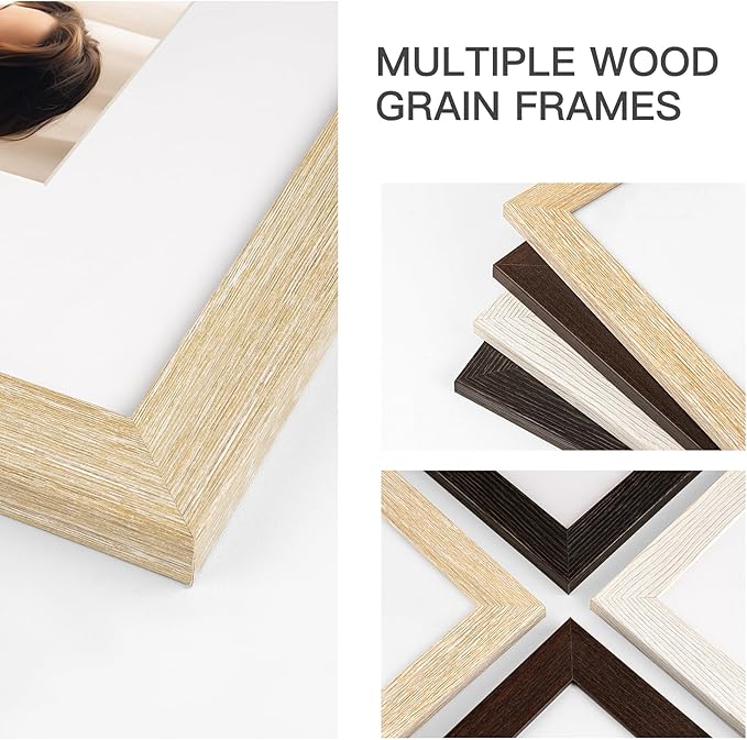4x6 Picture Frame with Mat for 3.5x5, Natural Wood Grain Picture Frames Display on Tabletop or Wall Mounting (4 Pack,Natural)