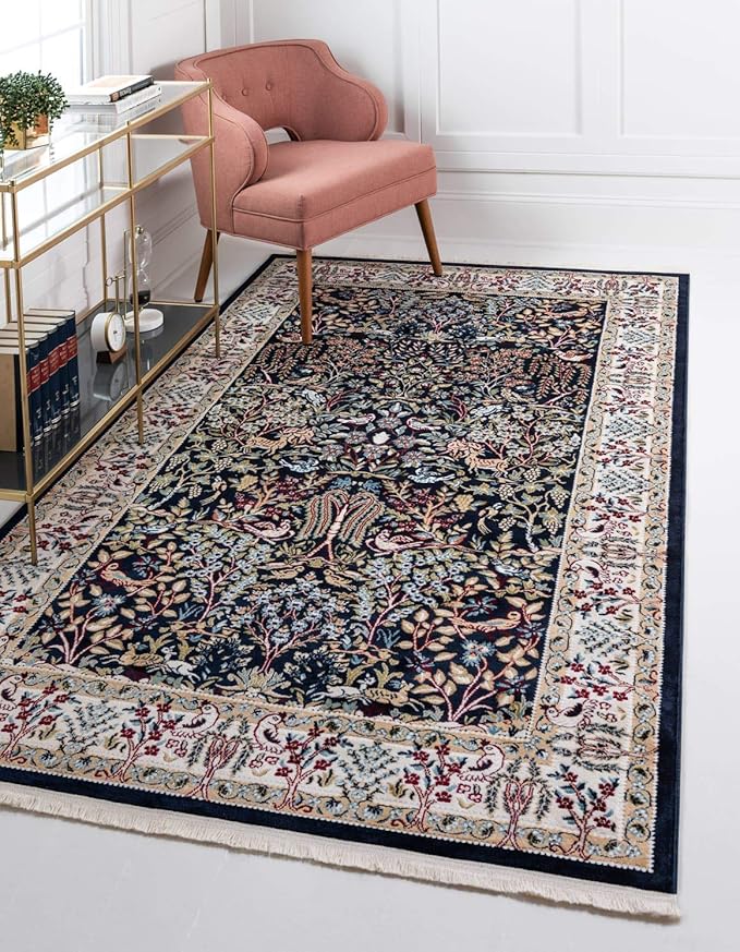 Unique Loom Narenj Collection Area Rug - Bristol (10' x 13' Rectangle, Navy Blue/ Beige)