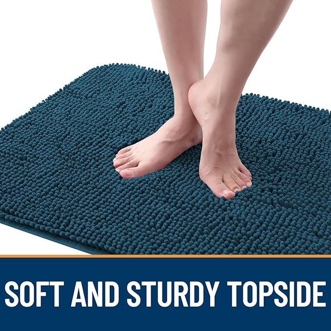 OLANLY Dog Door Mat for Muddy Paws 54x32, Absorbs Moisture and Dirt, Absorbent Non-Slip Washable Doormat, Quick Dry Chenille Mud Mat, Entry Indoor Entryway Carpet for Inside Floor, Atlantic Blue