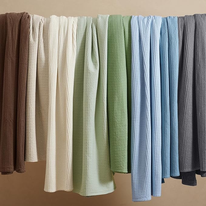 PHF 100% Cotton Waffle Weave Blanket King Size for Bed,Snag Proof Lightweight Breathable Moisture-wicking Throw for Couch,Great for Layering in Cold Weather,Machine Washable,Home Decor Gift-Light Grey