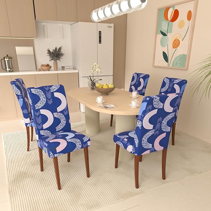 Stretch Dining Chair Covers Set of 4,Floral Print Chair Covers,Soft Removable Washable,Pet Friendly Furniture Protector,Universal Chair Slipcovers for Home, Kitchen,Ceremony Dining Room Seat