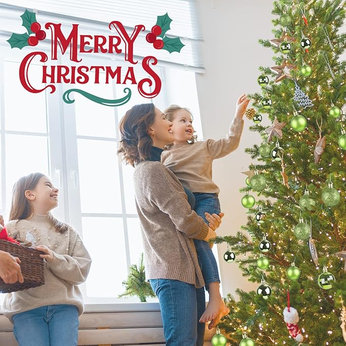 Aitsite 24ct Christmas Tree Ornaments Set 1.57 inches Mini Shatterproof Holiday Ornaments Balls for Christmas Decorations（DarkGreen）