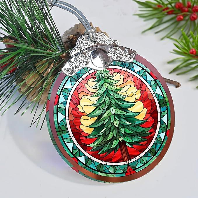 Stained Glass Christmas Ornaments, Jocidea Ornaments for Christmas Tree, Christmas Tree Decor, Holiday Decor and Xmas Gifts Ideas