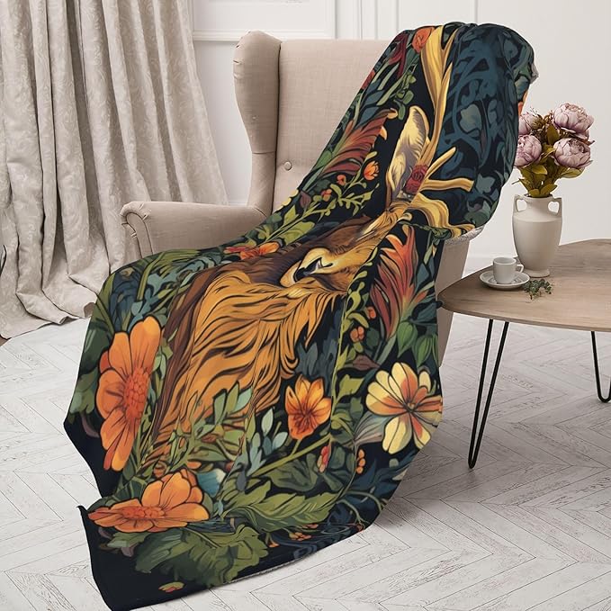 Deer Throw Blanket Soft Plush Fleece Blankets Warm Cozy Lightweight Fuzzy Blanket for Bed Sofa Couch Home Decor 80"X60"