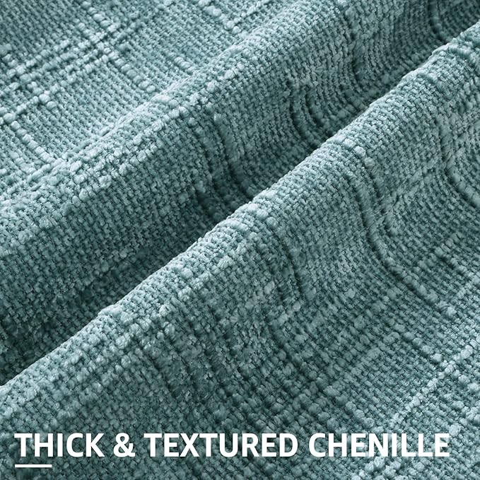 decorUhome Teal Chenille Throw Pillow Covers 16x16 Set of 2 Thick Textured Slubby Couch Pillow Covers Farmhouse Accent Modern Neutral Decorative Pillow Cases for Bed Sofa Living Room
