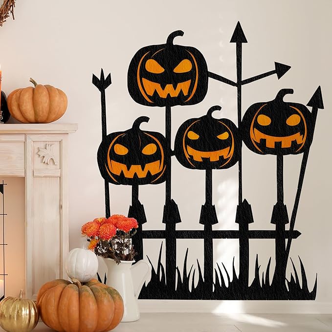 Halloween Wall Decals,Peel and Stick Halloween Theme Decor Stickers,Removable Vinyl Spooky Scary Face Wall Sticker for Holiday Party Decor. (Pumpkin Jack-o-Lantern Wall Decal)