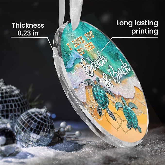 Christmas Couple Gifts for Her Him Boyfriend Girlfriend - Glass Christmas Ornaments 2025 for Tree Decorations - Wedding Anniversary Couples Gifts for Husband Wife Men Women, Sea Turtle Decor